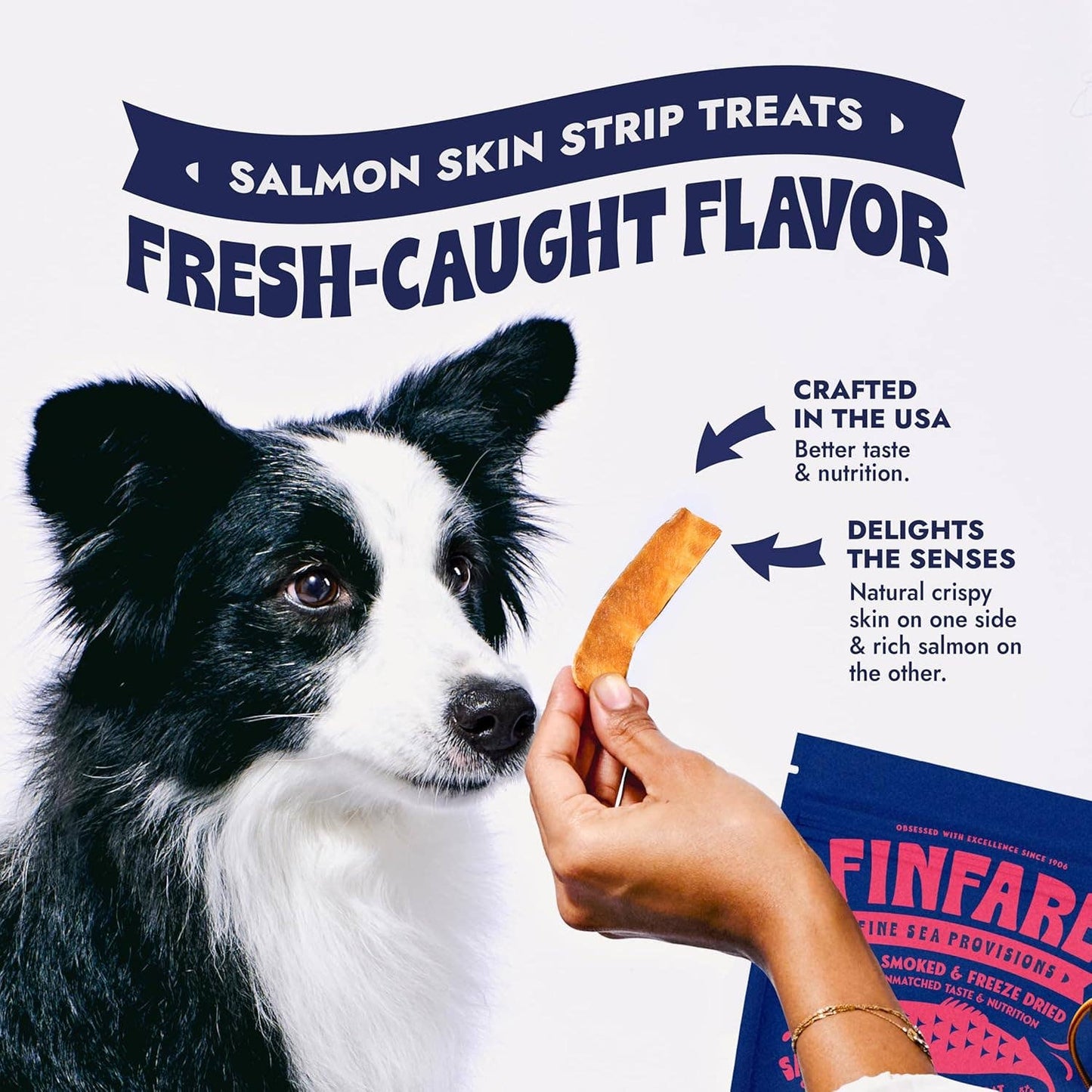 Finfare: Freeze-Dried Salmon Skin Strips for Dogs, 2oz