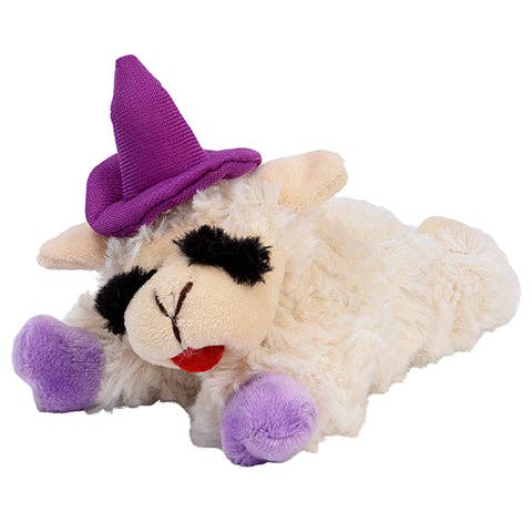 Multipet - Halloween Lamb Chop Witch Hat Purple Dog Toy 6.5"