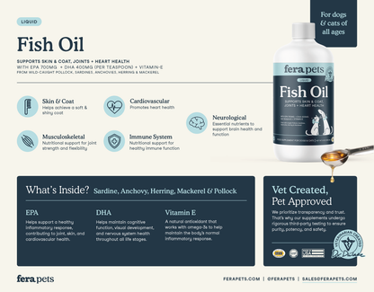 Fera Pets - Fish Oil for Dogs and Cats Pet Supplement: 8oz Fish Oil for dogs & cats