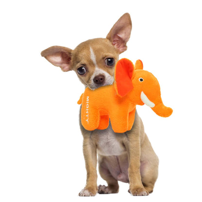 Mighty Jr Safari Elephant - Orange, Plush, Squeaky Dog Toy