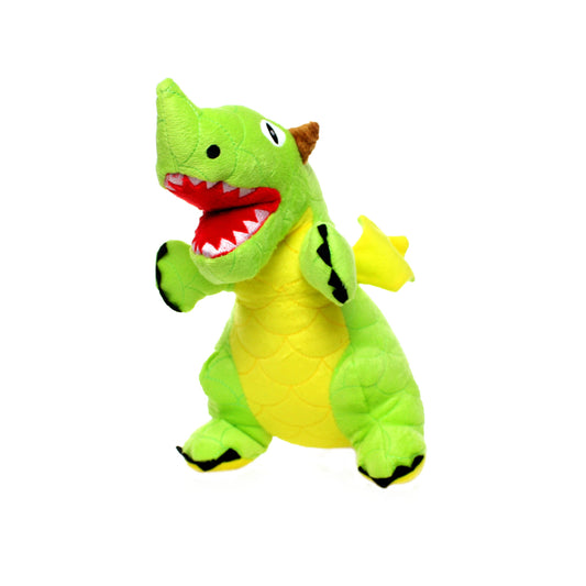 Mighty Dragon - Green, Plush, Squeaky Dog Toy