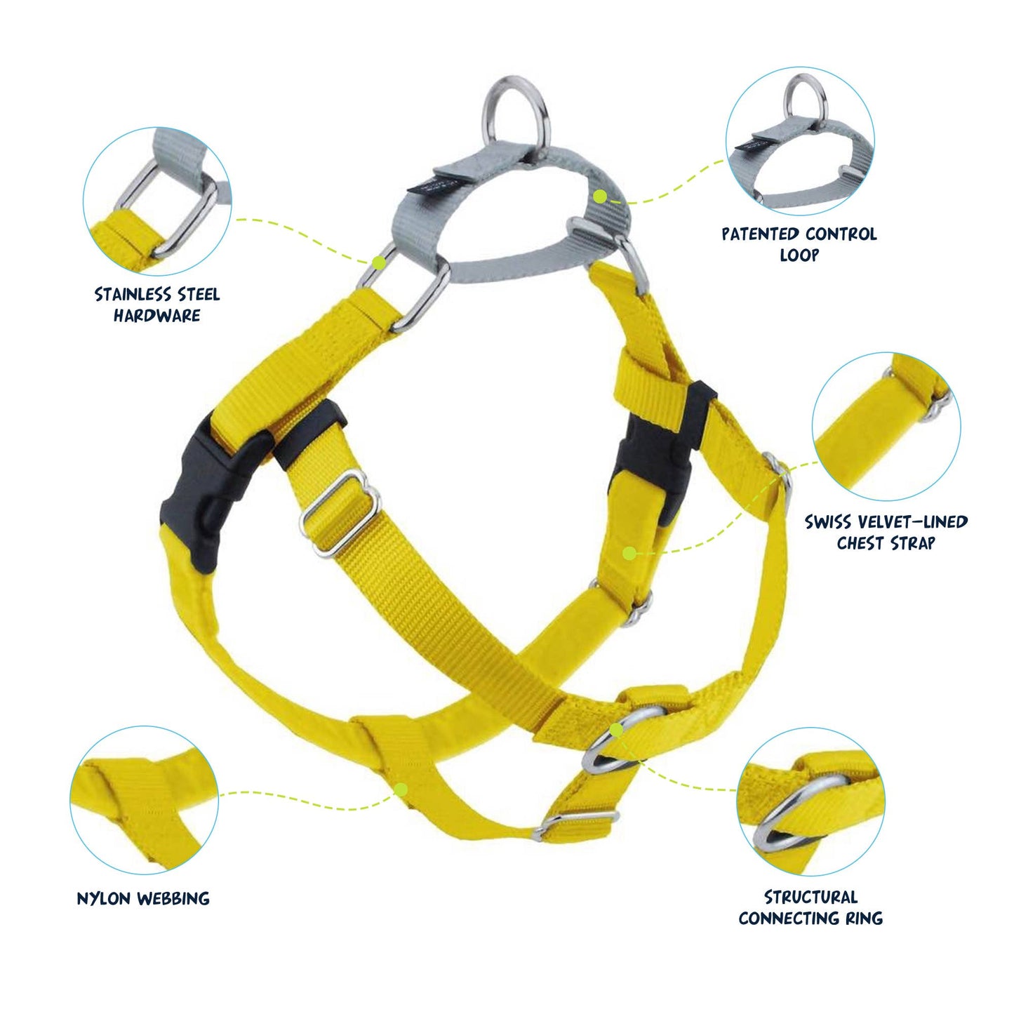 2 Hounds Design - Yellow Freedom No-Pull Dog Harness