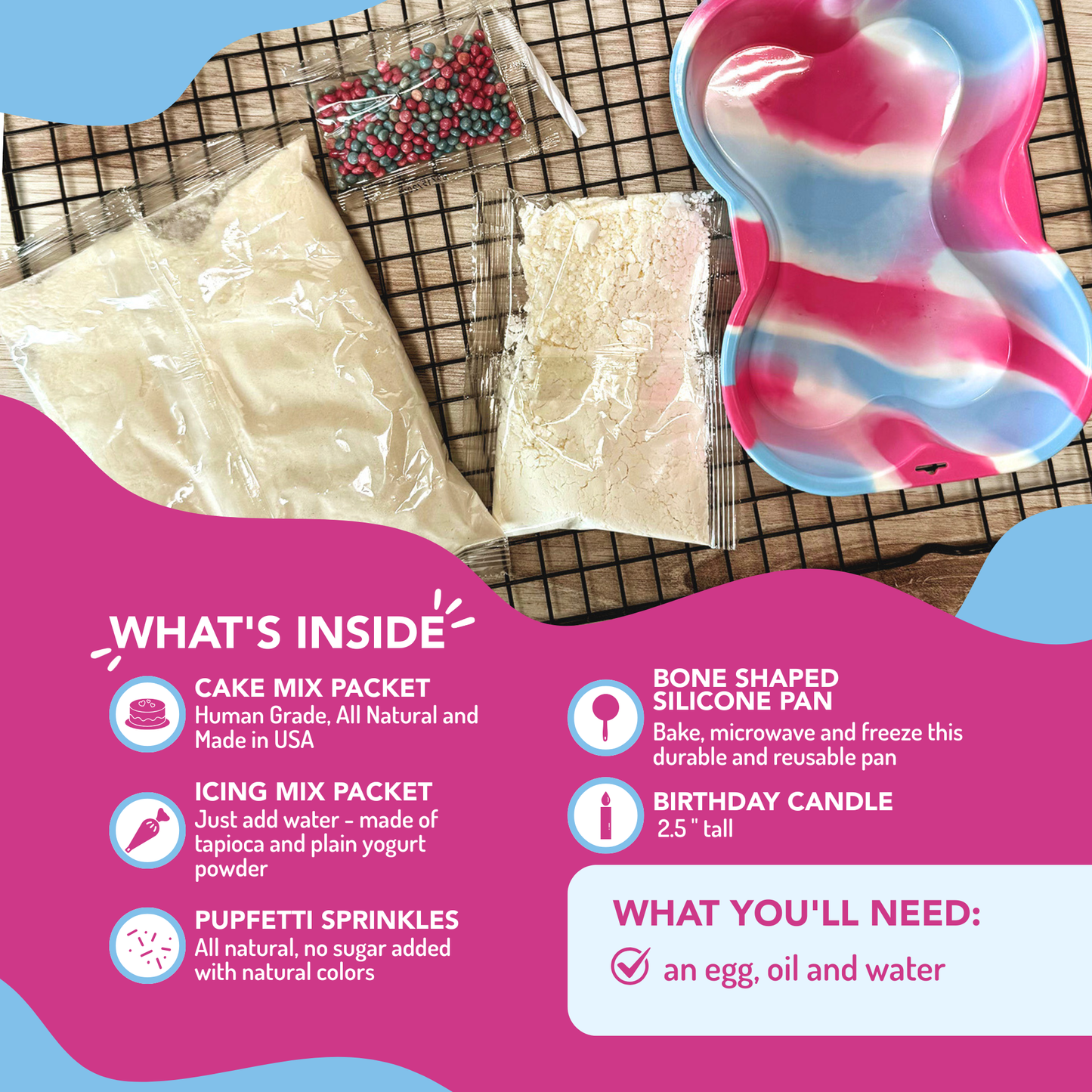 Dog Birthday Cake Kit - Birthday Cake with Pupfetti Sprinkles