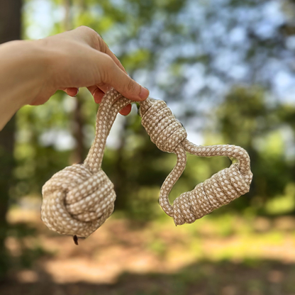 Monli Pet Toys - Forest Knot Hemp Rope Tug Toy with Handle | Handcraft
