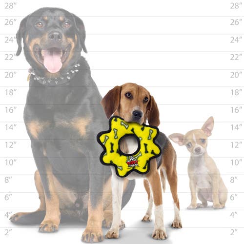Tuffy Jr Gear Ring - Yellow Bone, Durable, Squeaky Dog Toy