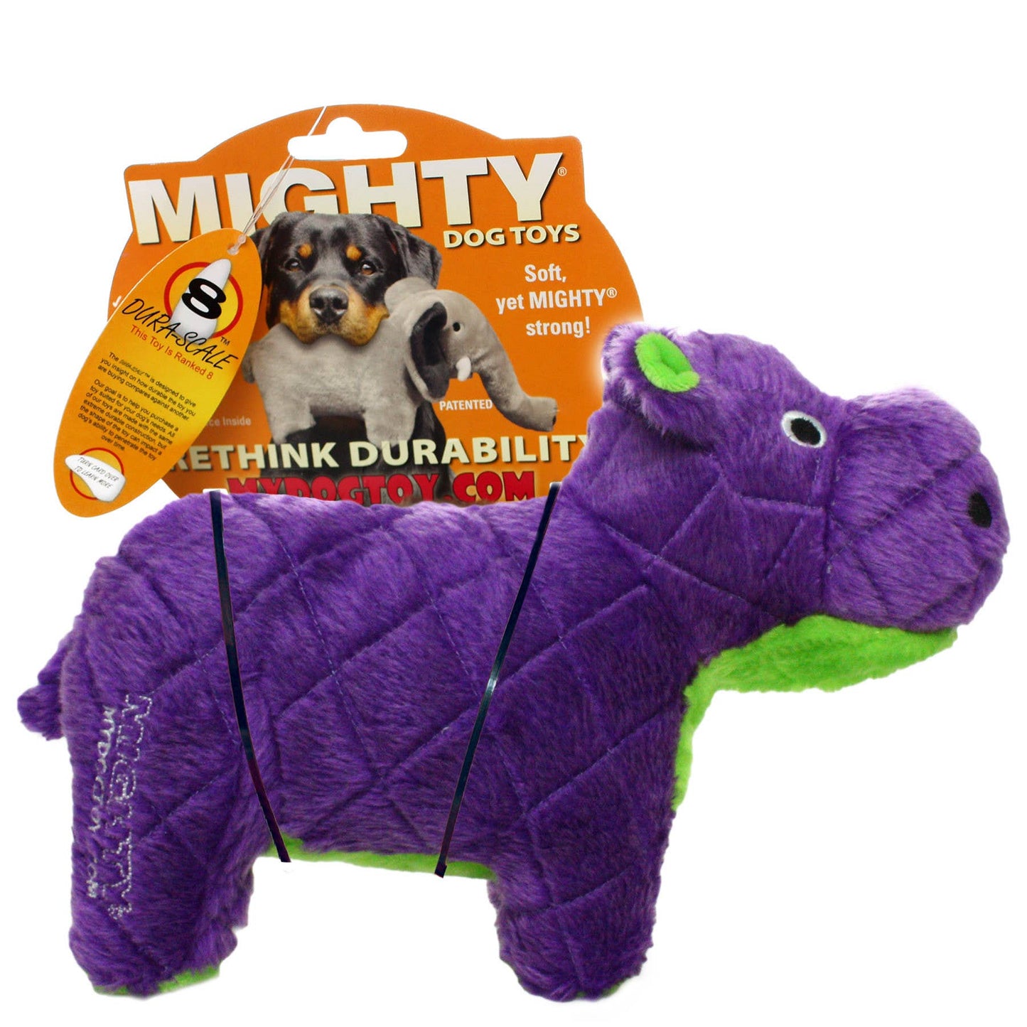 Mighty Safari Hippo - Purple, Plush, Squeaky Dog Toy