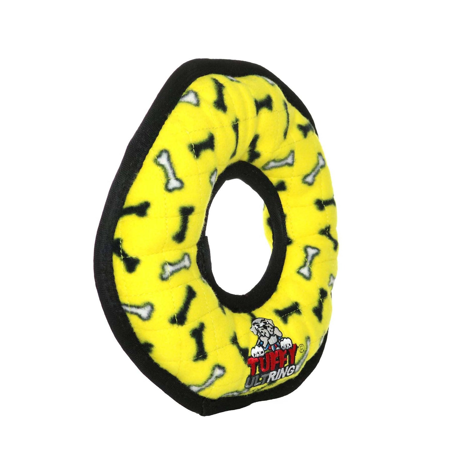 Tuffy Ultimate Ring - Yellow Bone, Durable, Squeaky Dog Toy