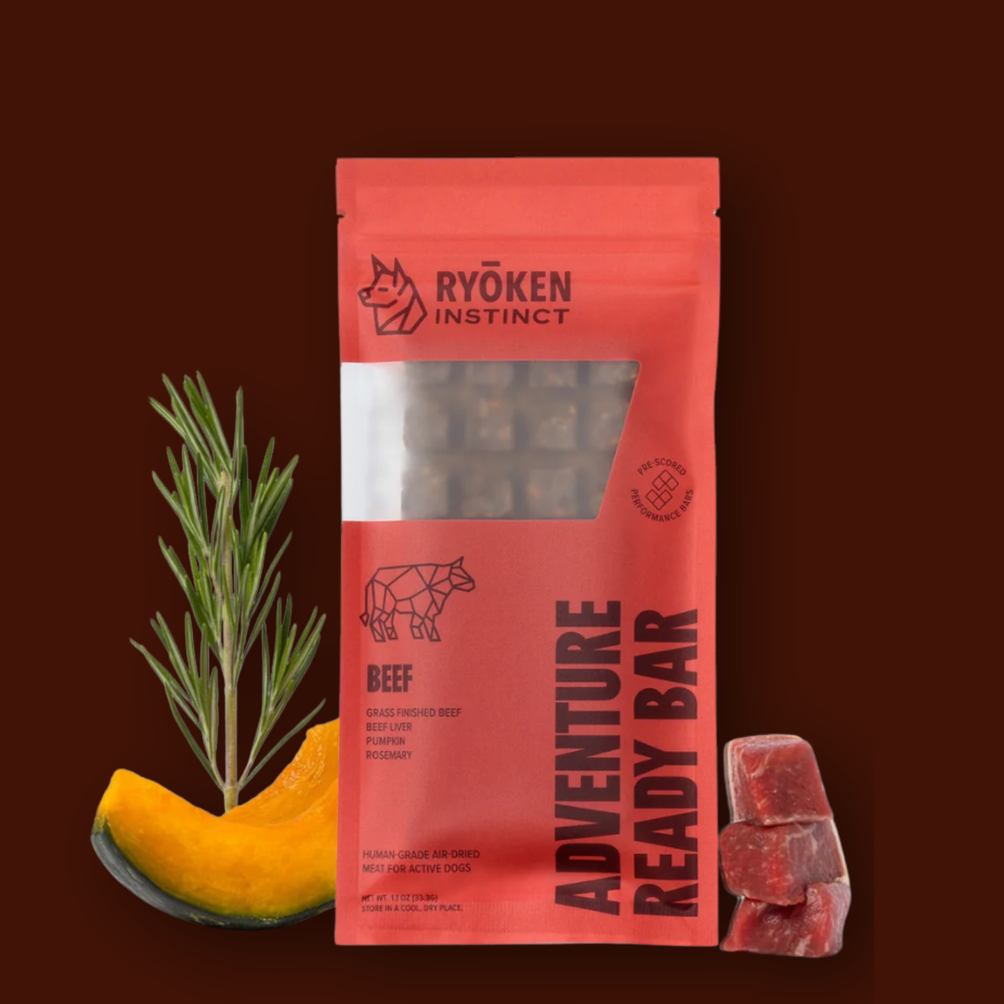 RYŌKEN INSTINCT - Beef Treat & Snack Bar for Active Dogs - Energy & Recovery