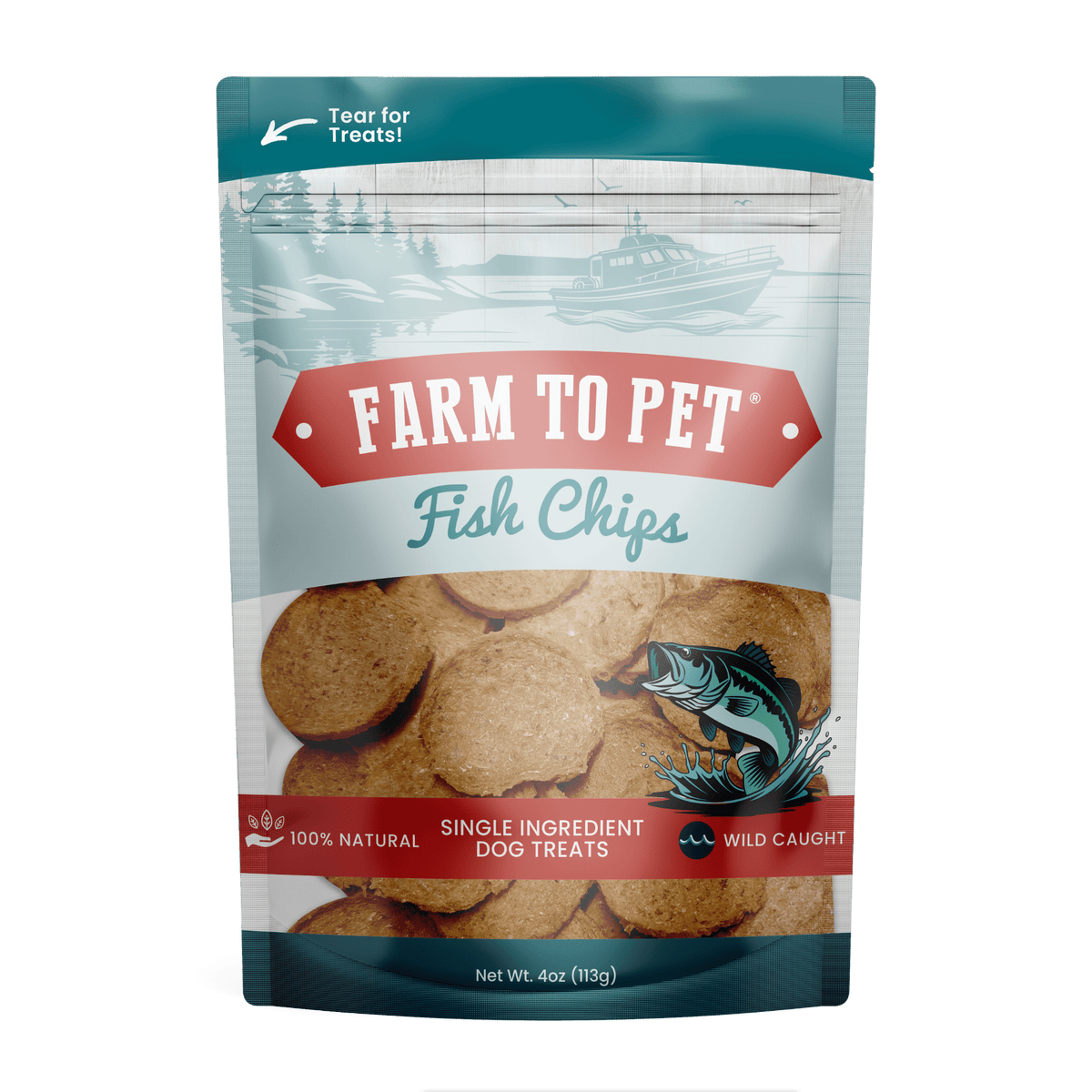 Farm To Pet - Walleye Fish Chips Dog Treats – Made in USA: Standard 4oz