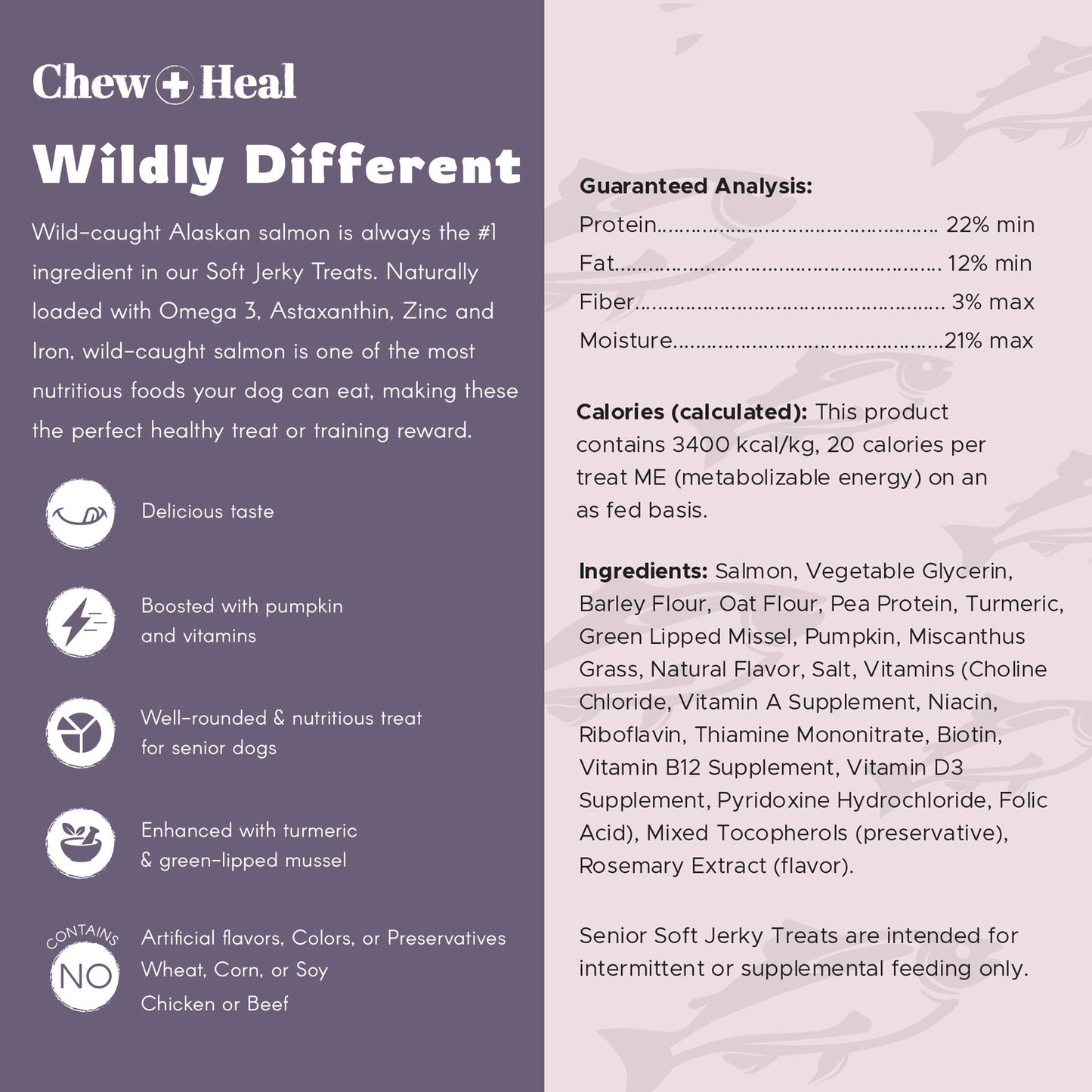 Chew + Heal : Senior Wild Alaskan Salmon Limited Ingredient Dog Treats: 5oz