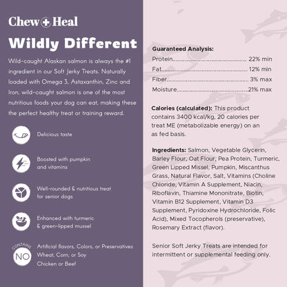 Chew + Heal : Senior Wild Alaskan Salmon Limited Ingredient Dog Treats: 5oz