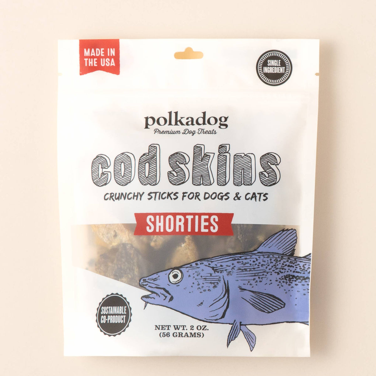 Polkadog - Cod Skins Jerky Shorties Crunchy Dog & Cat Treats