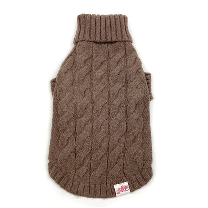 Essential Cable Knit Dog Sweater – Soft & Stretchy Acrylic - Mocha Brown