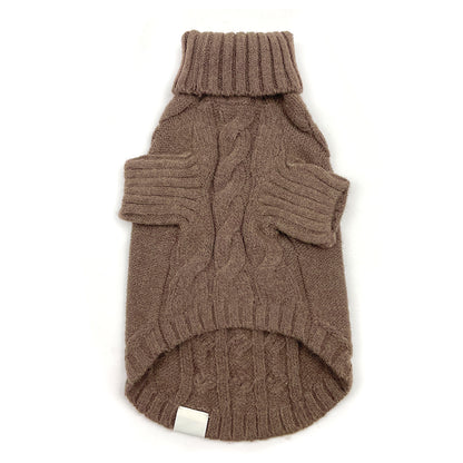 Essential Cable Knit Dog Sweater – Soft & Stretchy Acrylic - Mocha Brown
