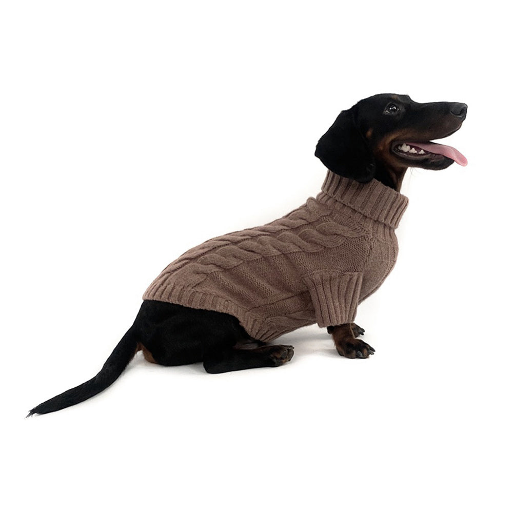 Essential Cable Knit Dog Sweater – Soft & Stretchy Acrylic - Mocha Brown
