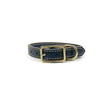 Auburn Lake Country Stitched Leather Collar - Black