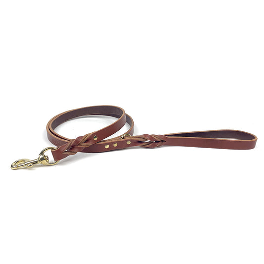 Auburn Lake Country Braided Leather Leash - Tan