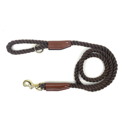 Auburn Dog Cotton Rope Leash - Coffee Brown