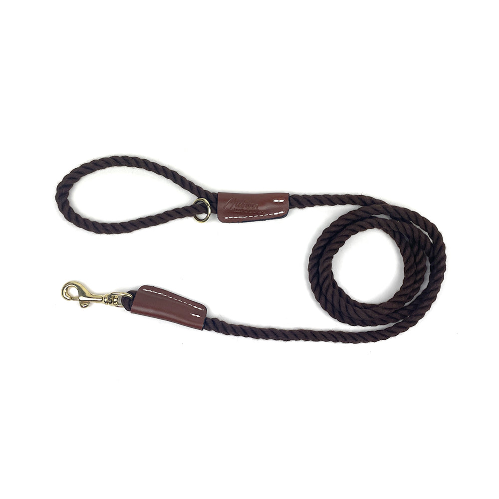 Auburn Dog Cotton Rope Leash - Coffee Brown