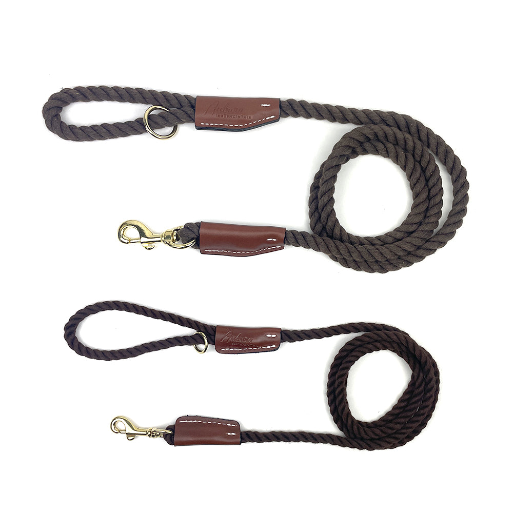 Auburn Dog Cotton Rope Leash - Coffee Brown