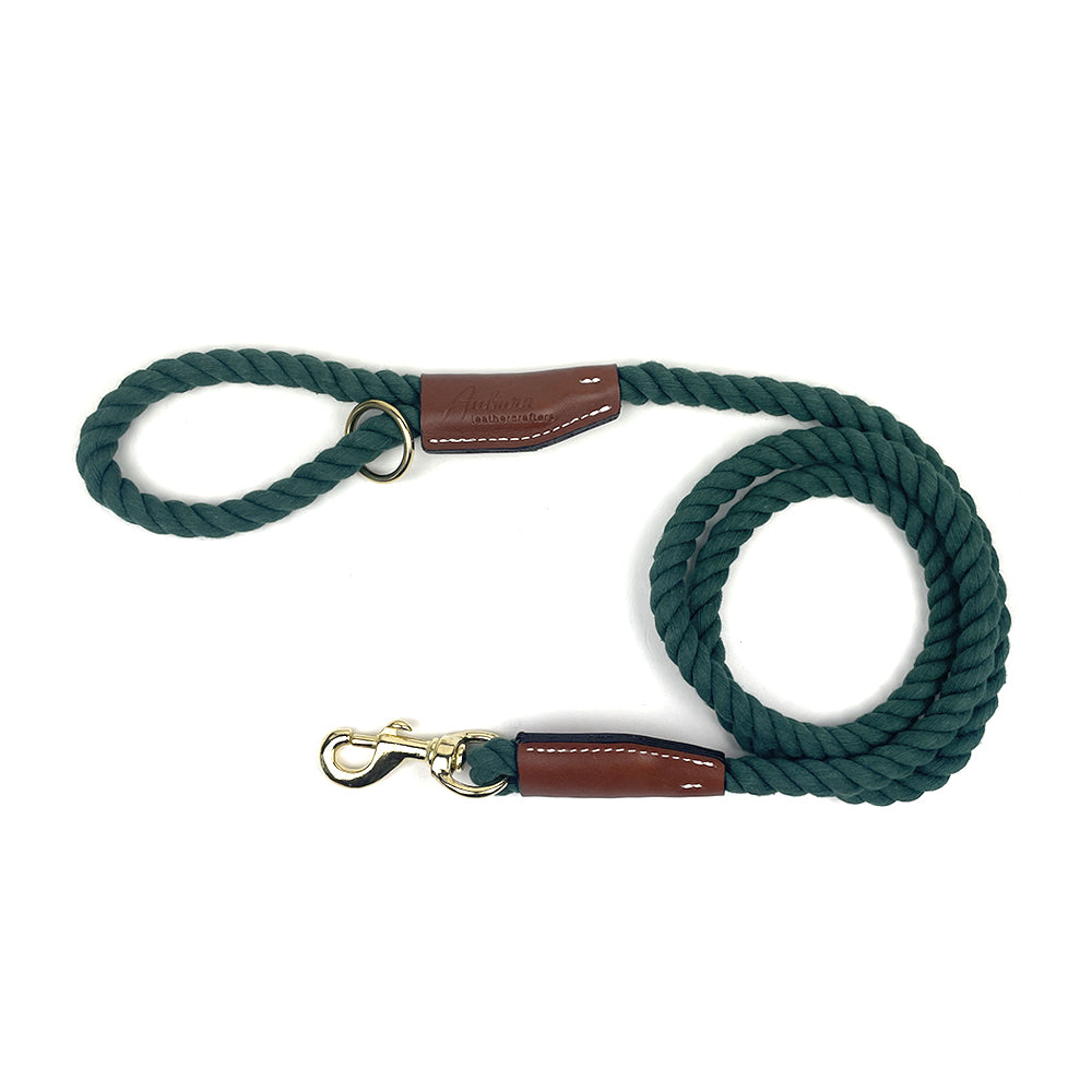 Auburn Dog Cotton Rope Leash - Evergreen