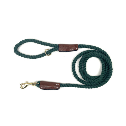 Auburn Dog Cotton Rope Leash - Evergreen