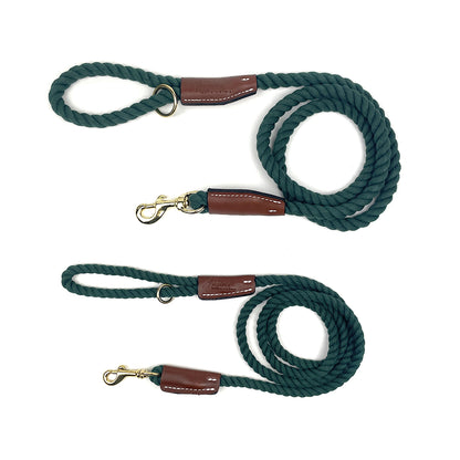 Auburn Dog Cotton Rope Leash - Evergreen