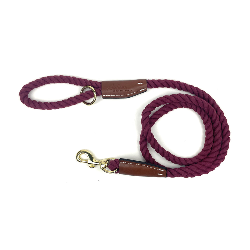 Auburn Dog Cotton Rope Leash - Maroon