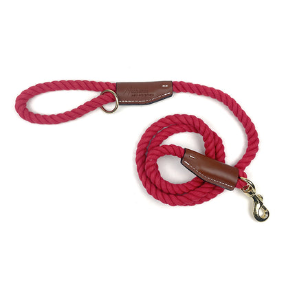 Auburn Dog Cotton Rope Leash - Red