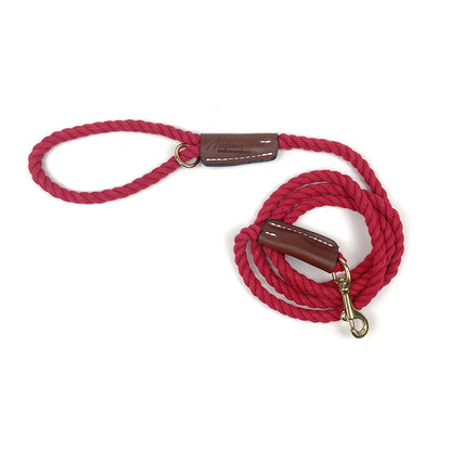 Auburn Dog Cotton Rope Leash - Red