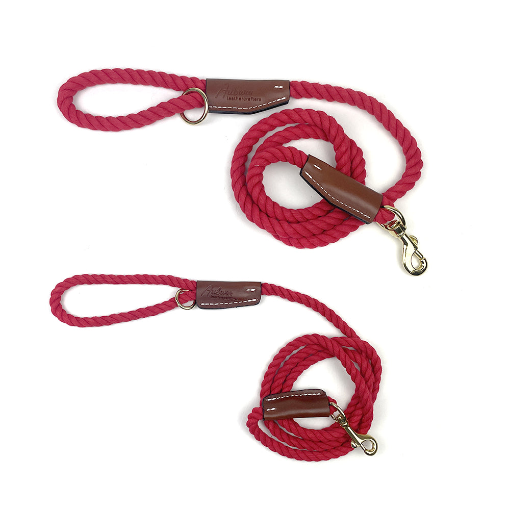 Auburn Dog Cotton Rope Leash - Red