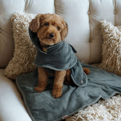 Dog Bathrobe & Towel Set - Granite Grey