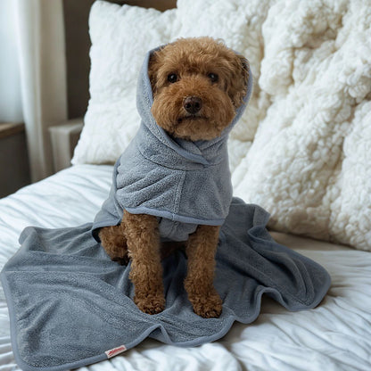 Dog Bathrobe & Towel Set - Powder Blue