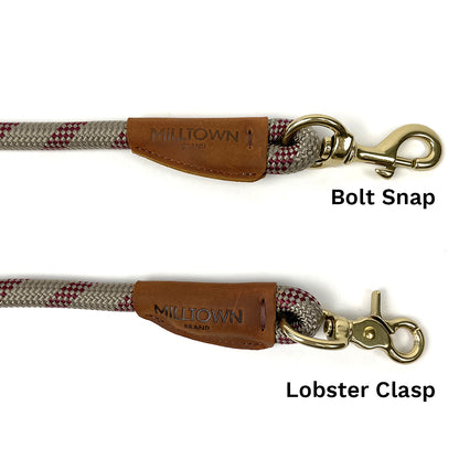 Hands-Free Dog Leash – 7.5 ft Braided Nylon Rope with Solid Brass Hardware - Beige