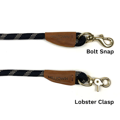 Standard Dog Leash – 5 ft Braided Nylon Rope with Solid Brass Hardware - Black