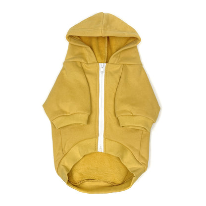 Zip Up Dog Hoodie  - Mustard Yellow