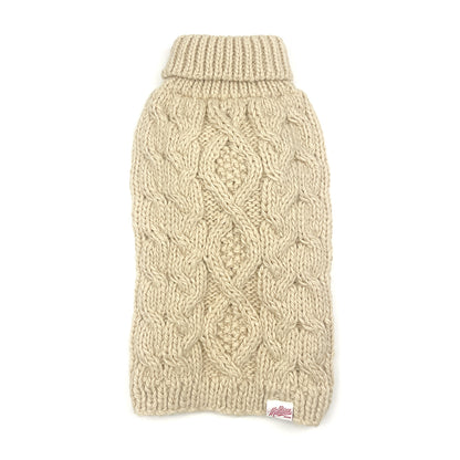 Classic Fisherman Dog Sweater | Diamond Cable Knit | Hand-Knit Wool Blend