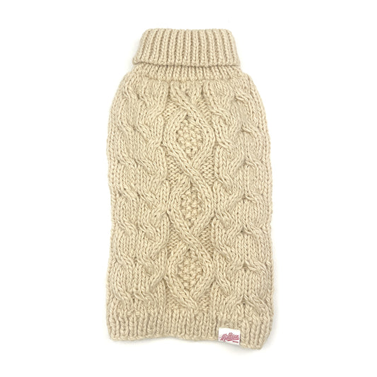Classic Fisherman Dog Sweater | Diamond Cable Knit | Hand-Knit Wool Blend