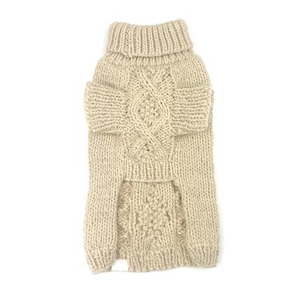 Classic Fisherman Dog Sweater | Diamond Cable Knit | Hand-Knit Wool Blend