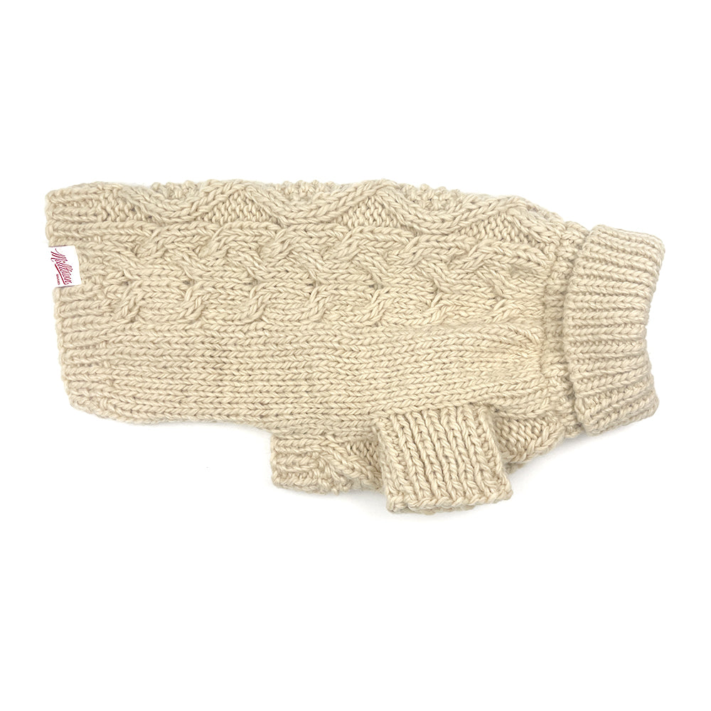Classic Fisherman Dog Sweater | Diamond Cable Knit | Hand-Knit Wool Blend