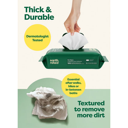 Earth Rated Unscented Dog Grooming Wipes 100ct