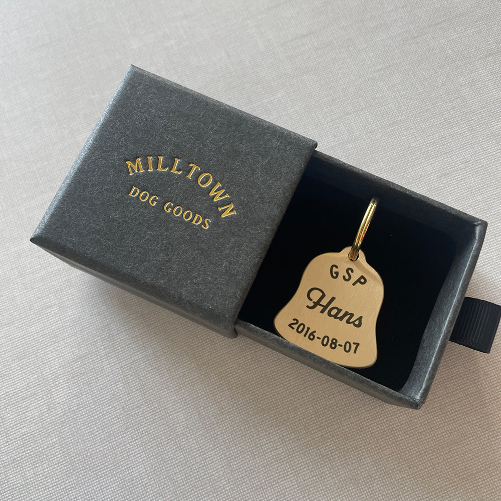 Solid Brass Pet ID Tag – Bell