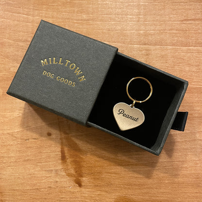Solid Brass Pet ID Tag – Heart