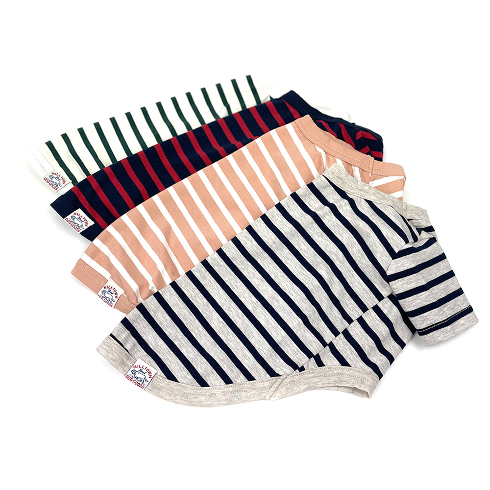 French Stripe Dog T-shirts - Peach & Cream