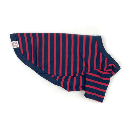 French Stripe Dog T-shirts - Navy & Red