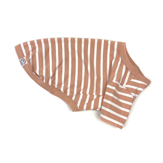 French Stripe Dog T-shirts - Peach & Cream