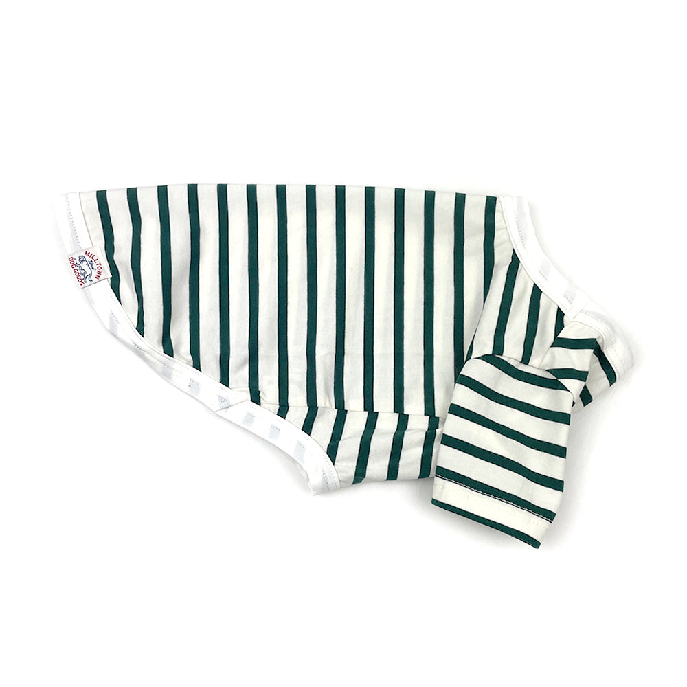 French Stripe Dog T-shirts - Cream & Pine