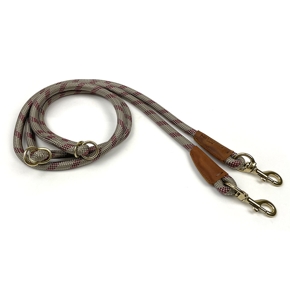 Hands-Free Dog Leash – 7.5 ft Braided Nylon Rope with Solid Brass Hardware - Beige