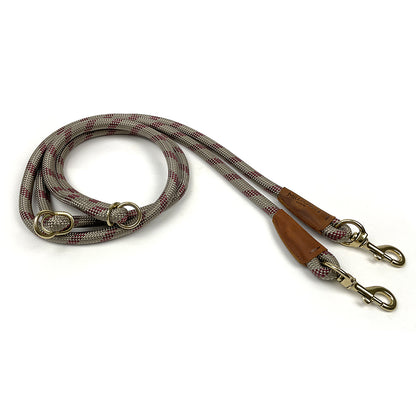 Hands-Free Dog Leash – 7.5 ft Braided Nylon Rope with Solid Brass Hardware - Beige