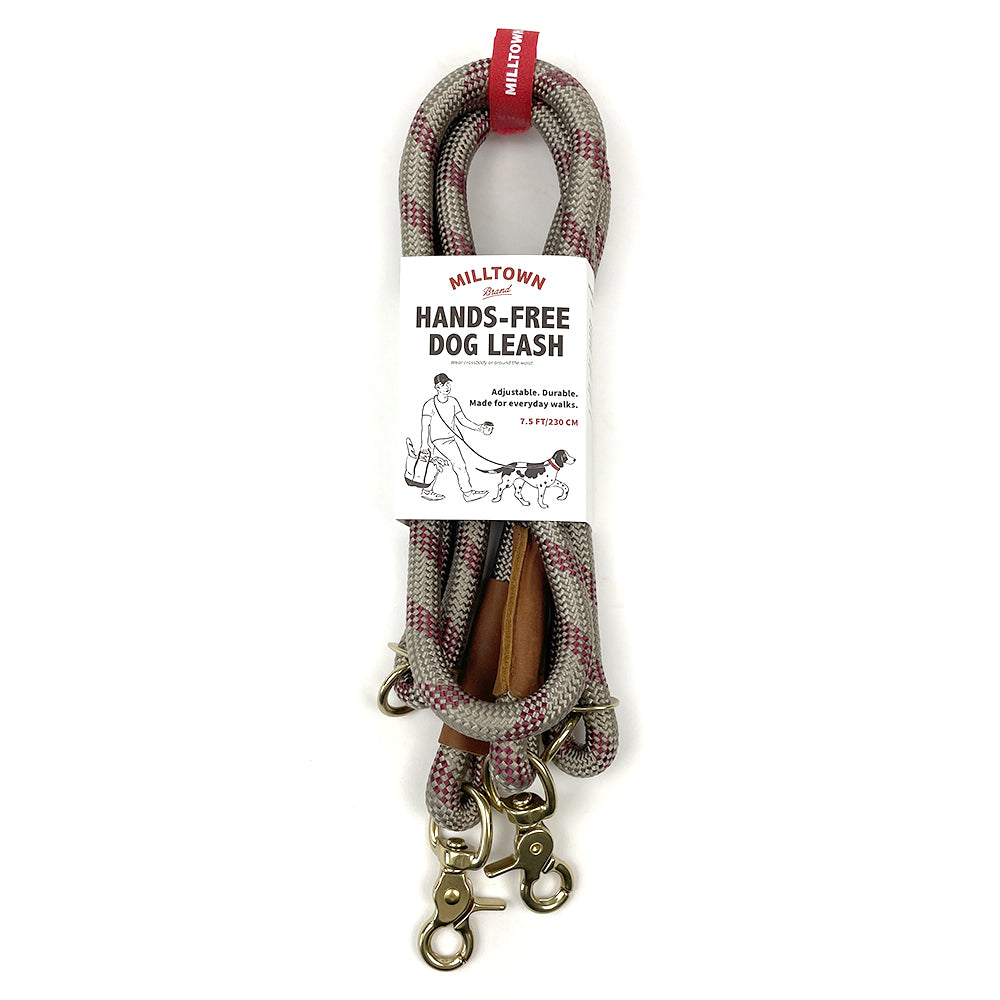 Hands-Free Dog Leash – 7.5 ft Braided Nylon Rope with Solid Brass Hardware - Beige